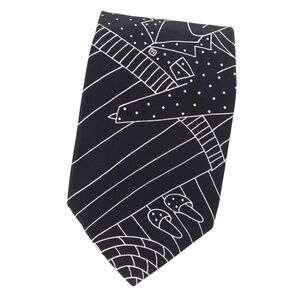 BEATLES Necktie Tie Black White I CALL YOUR NAME Silk VINTAGE
